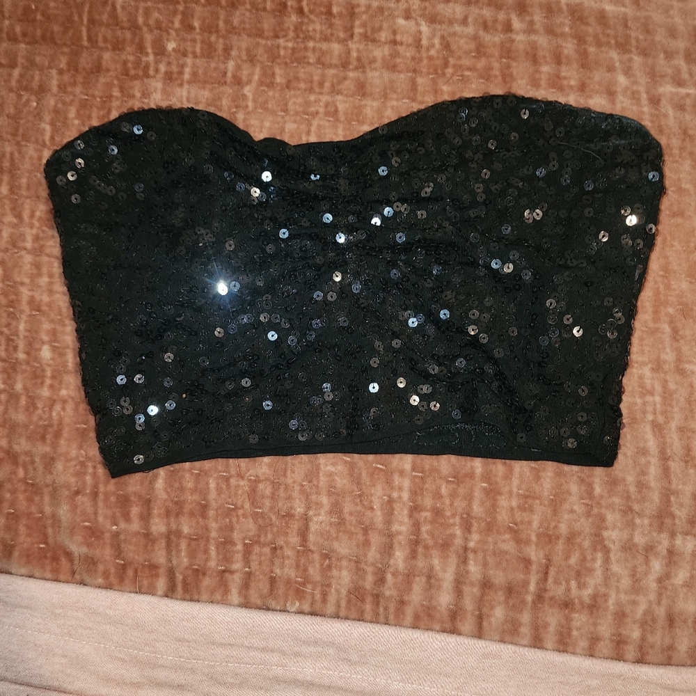 COPY - Express sequin bandeau crop top